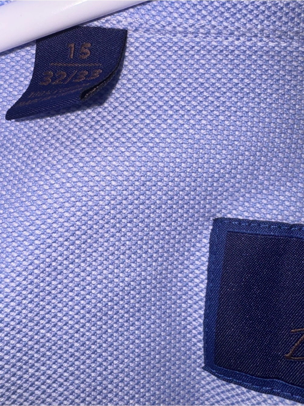 EUC David Donahue Trim Royal Oxford Dress Shirt Sky Blue Size 15 32/33 - Picture 6 of 6